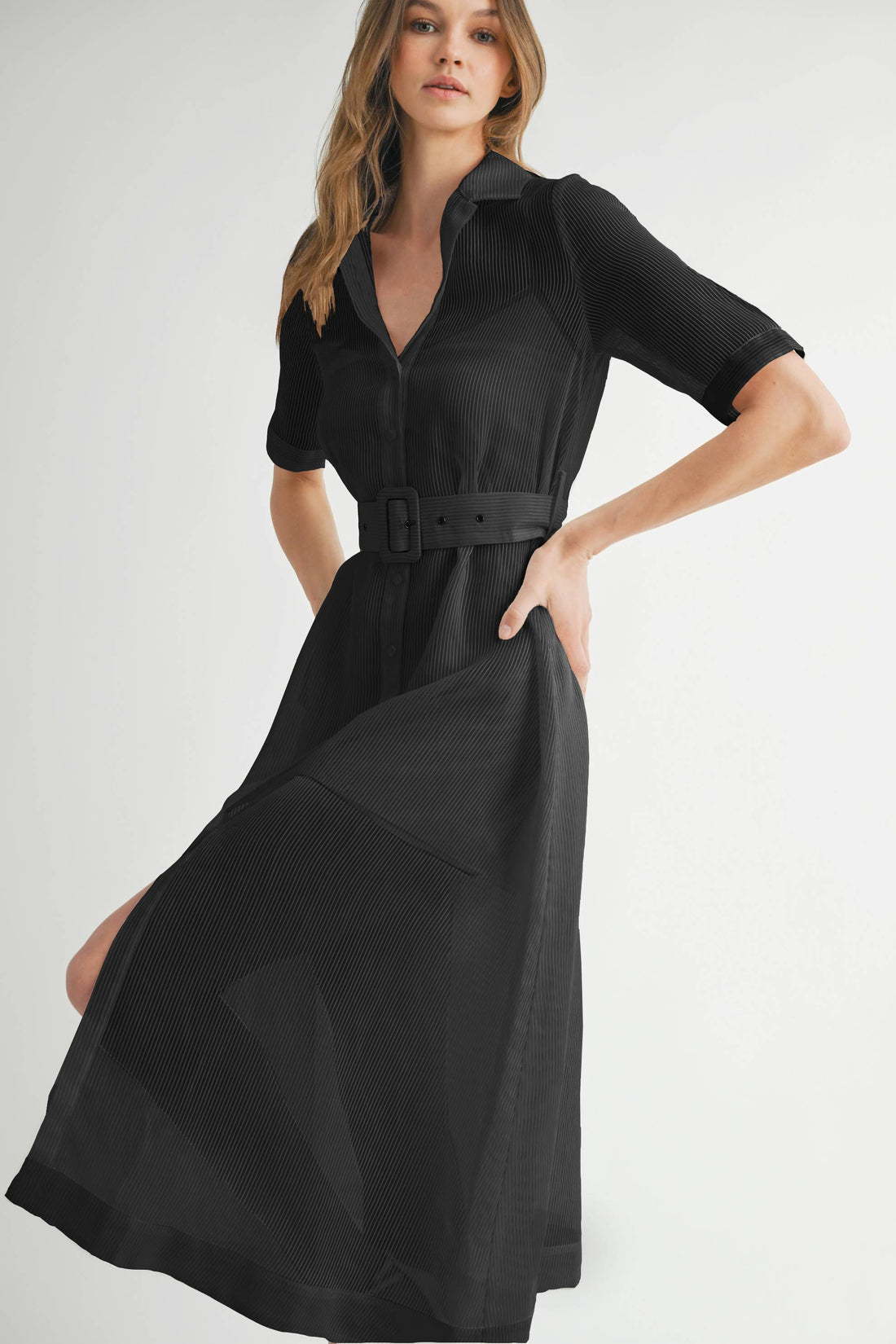 Black Sheer Shirt Dress