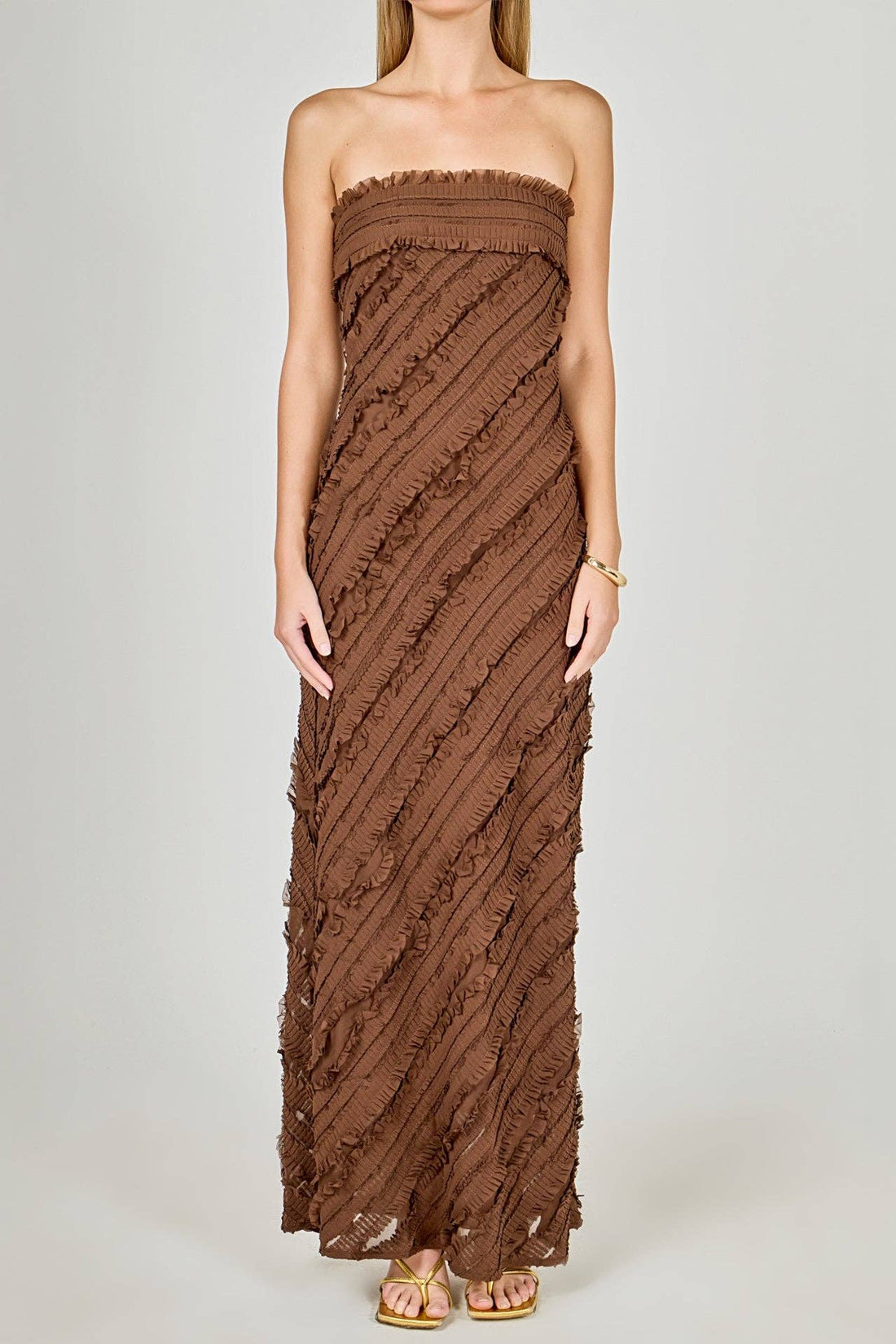 Strapless Ruffled Maxi Dress