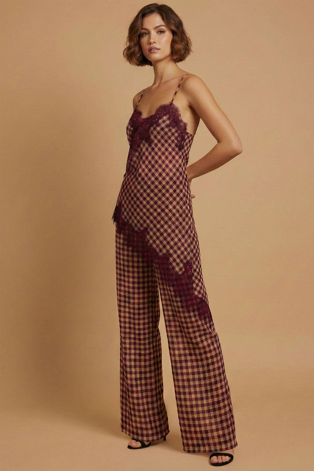 Gingham Lace Trim Set