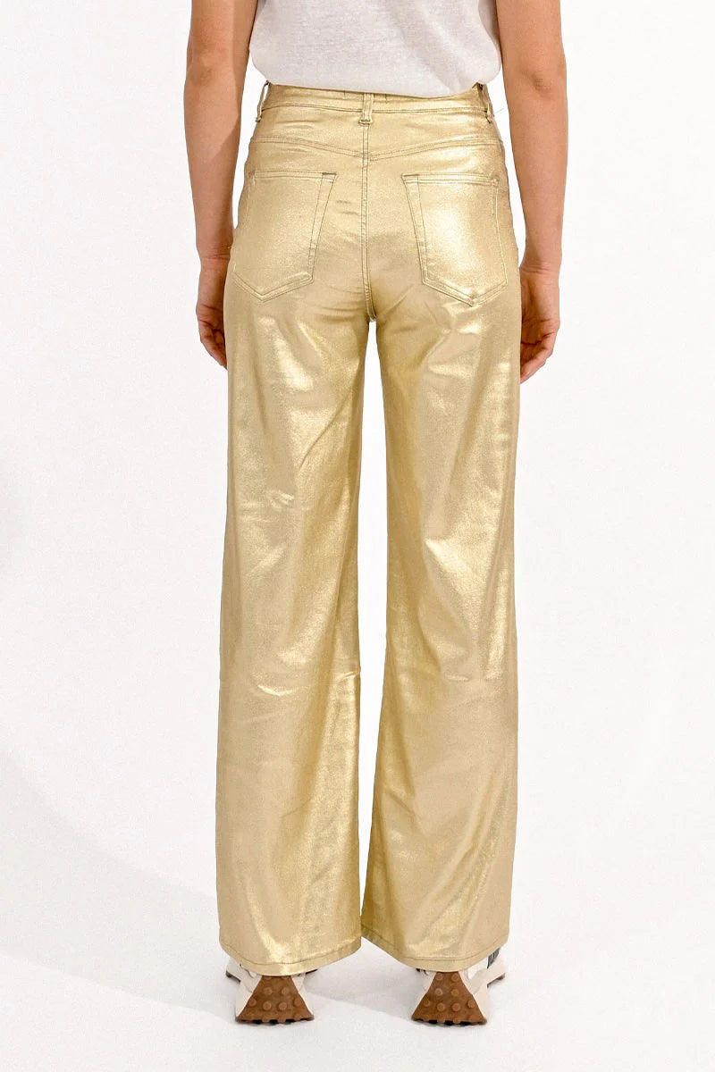 Wide Leg Gold Coated Pants