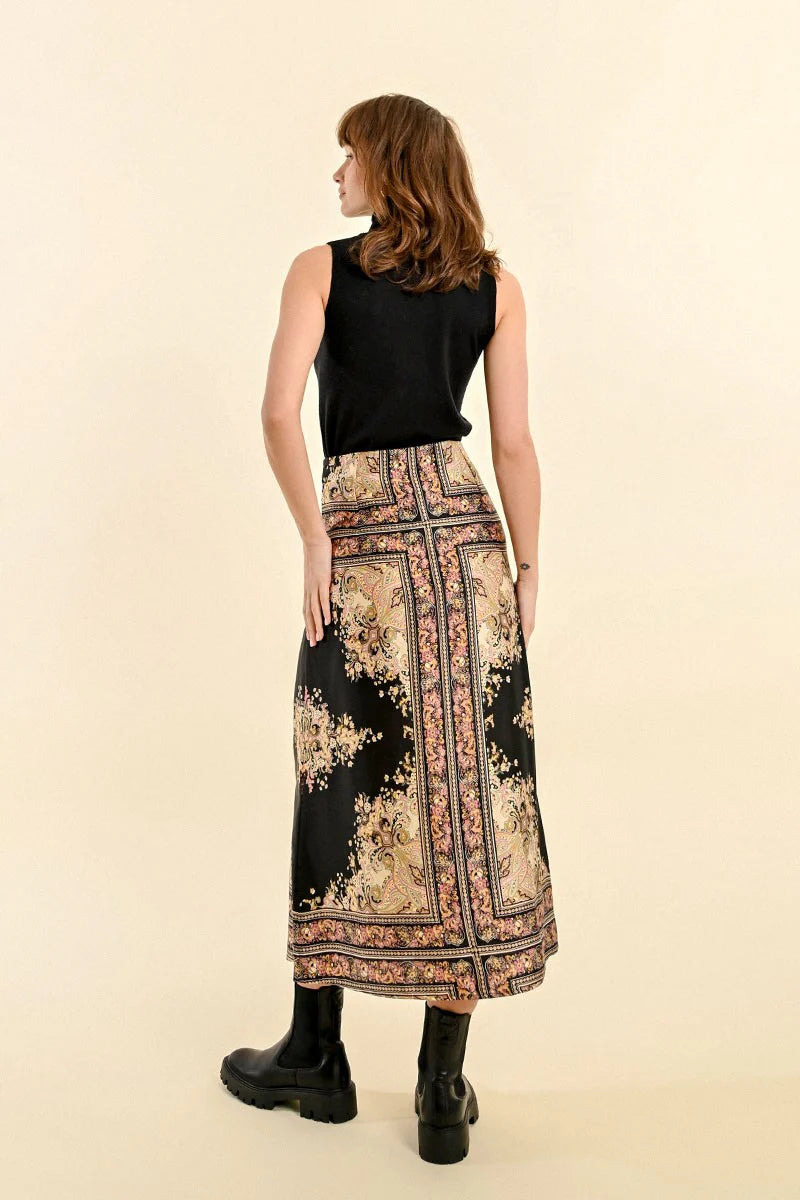 Arabesque Print midi skirt