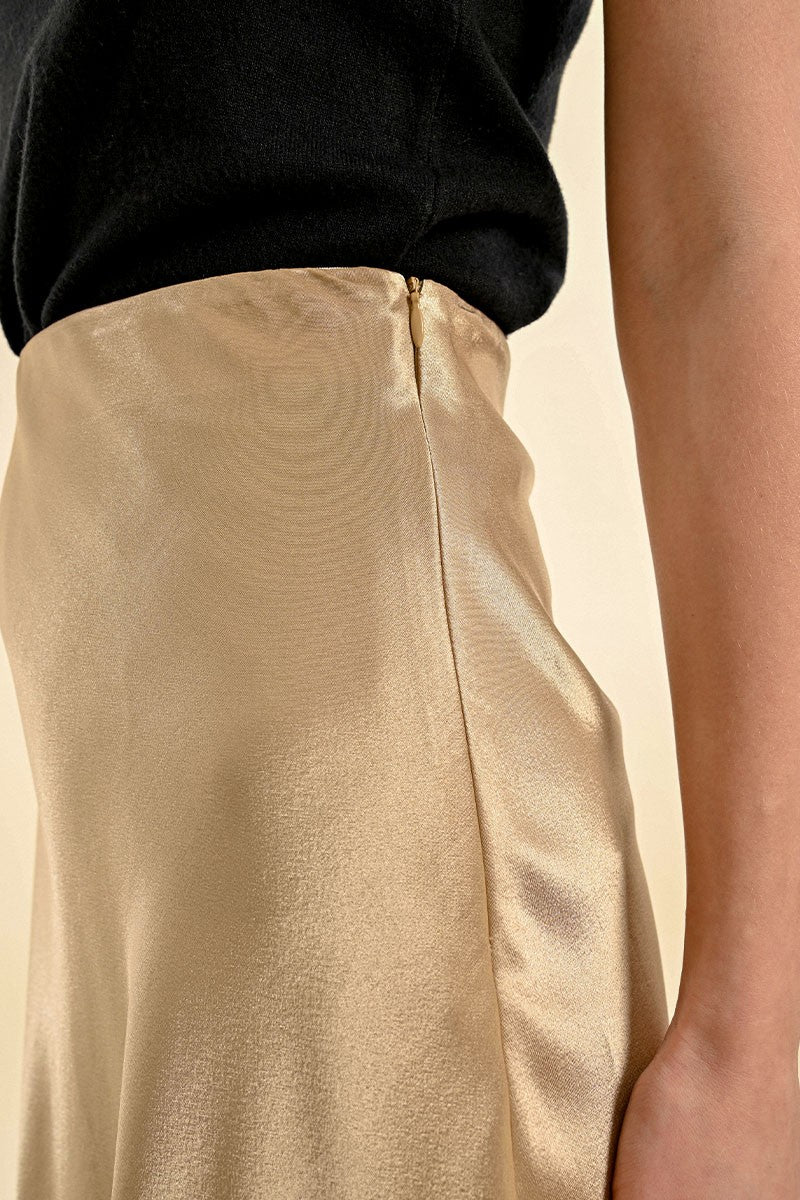 Satin midi skirt