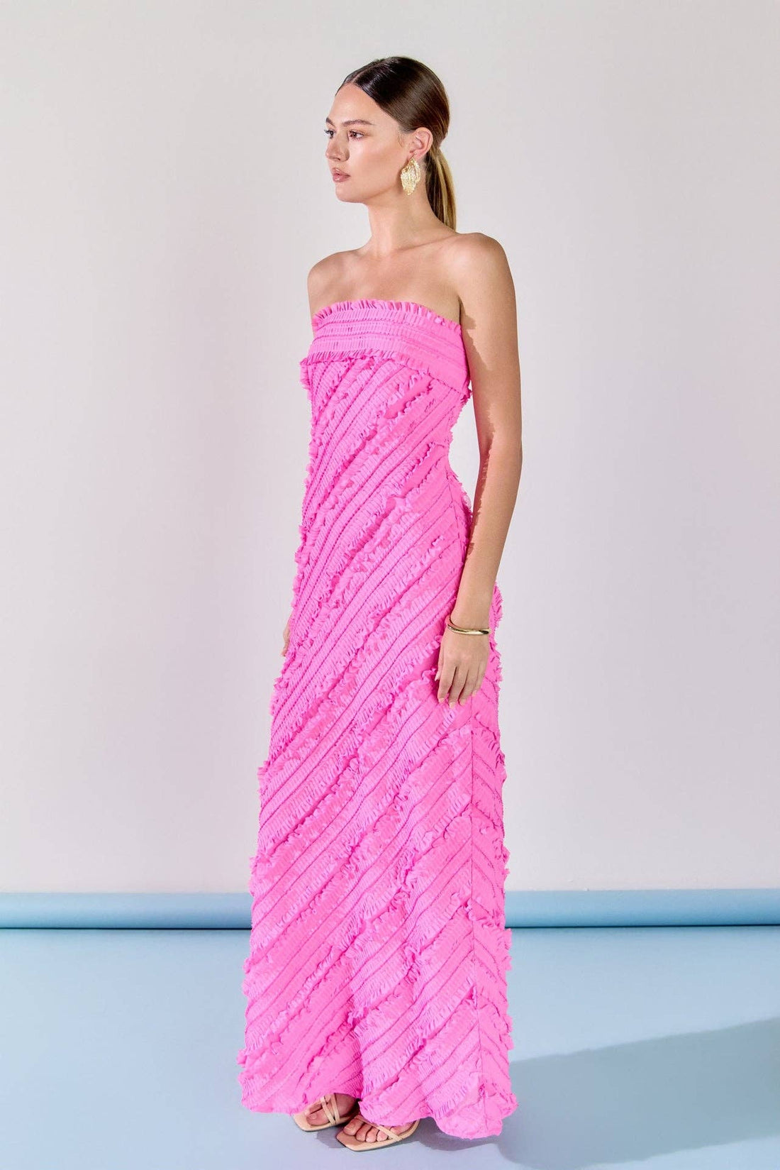 Strapless Ruffled Maxi Dress