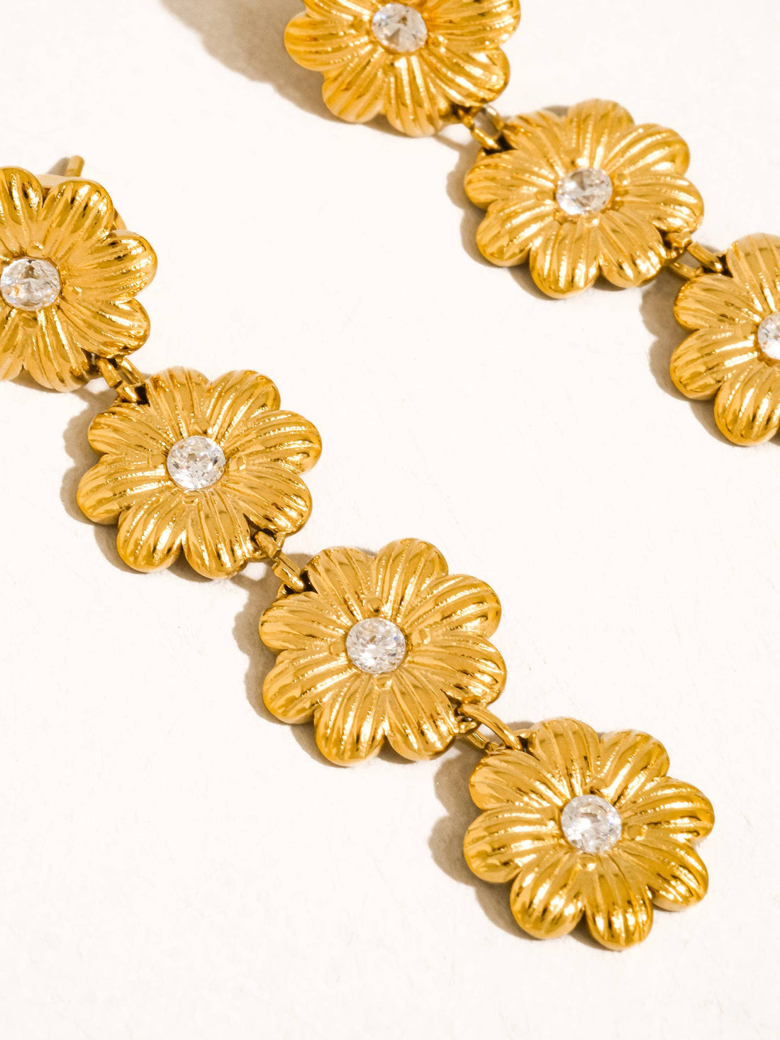 Bloomie 18K Gold Non-Tarnish CZ Flower Chain Earring