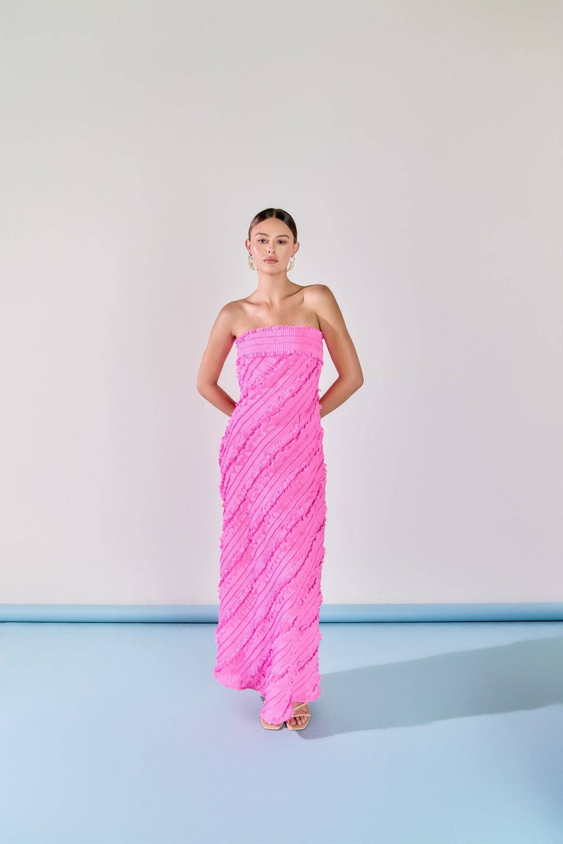 Strapless Ruffled Maxi Dress