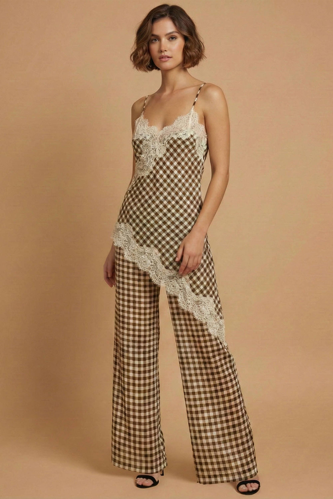 Gingham Lace Trim Set