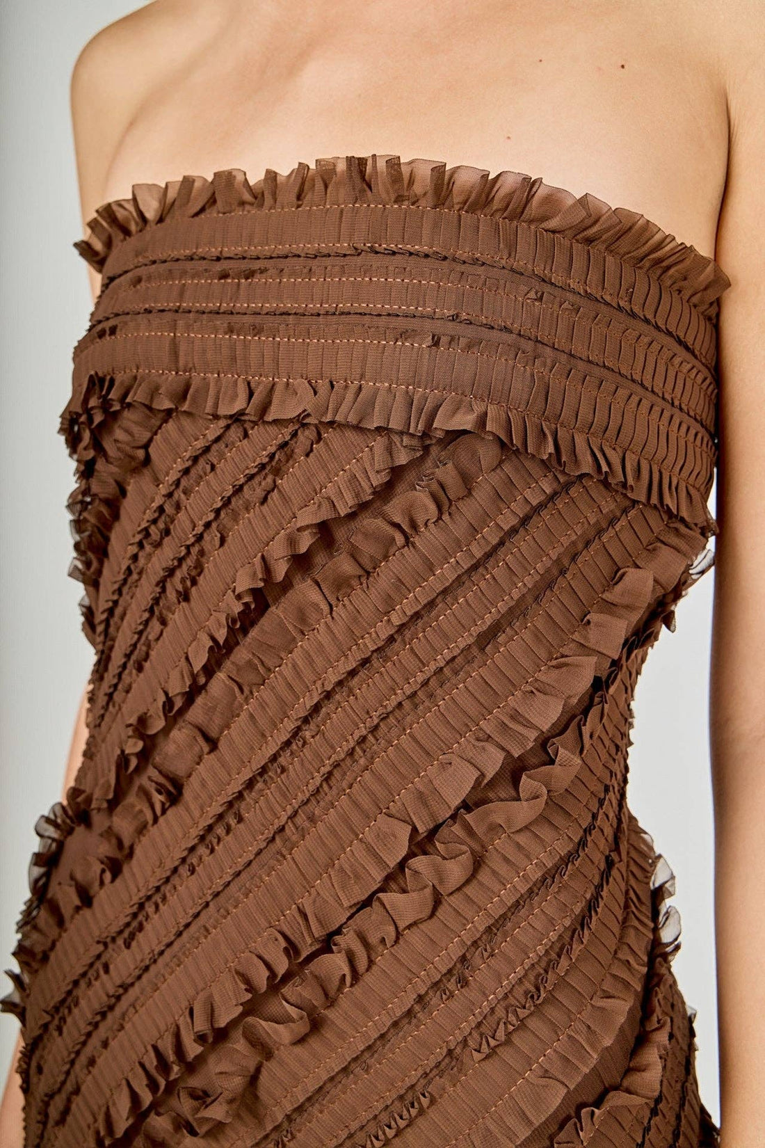 Strapless Ruffled Maxi Dress