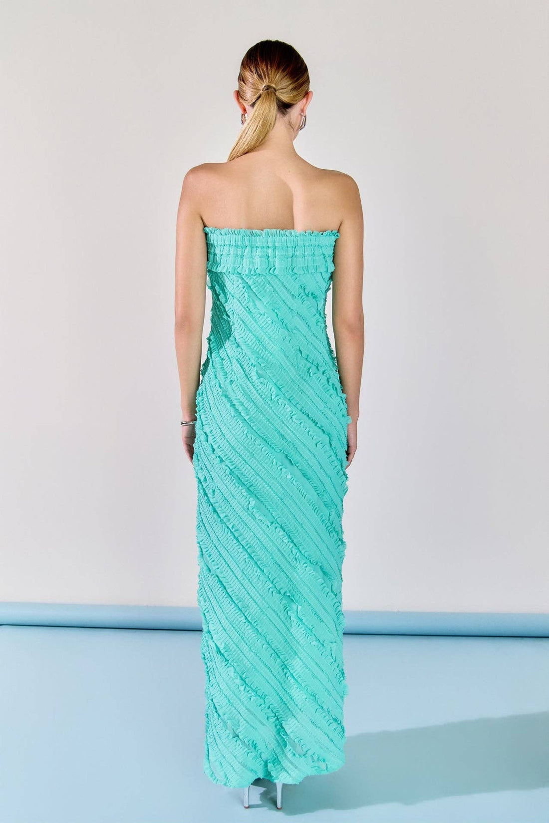Strapless Ruffled Maxi Dress