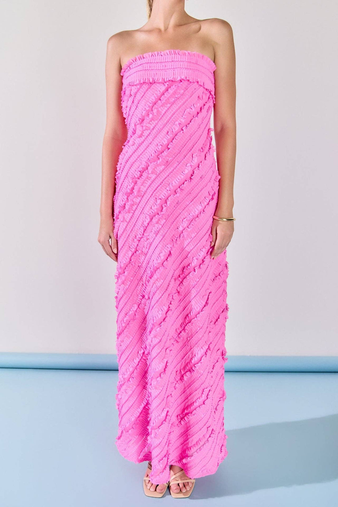 Strapless Ruffled Maxi Dress
