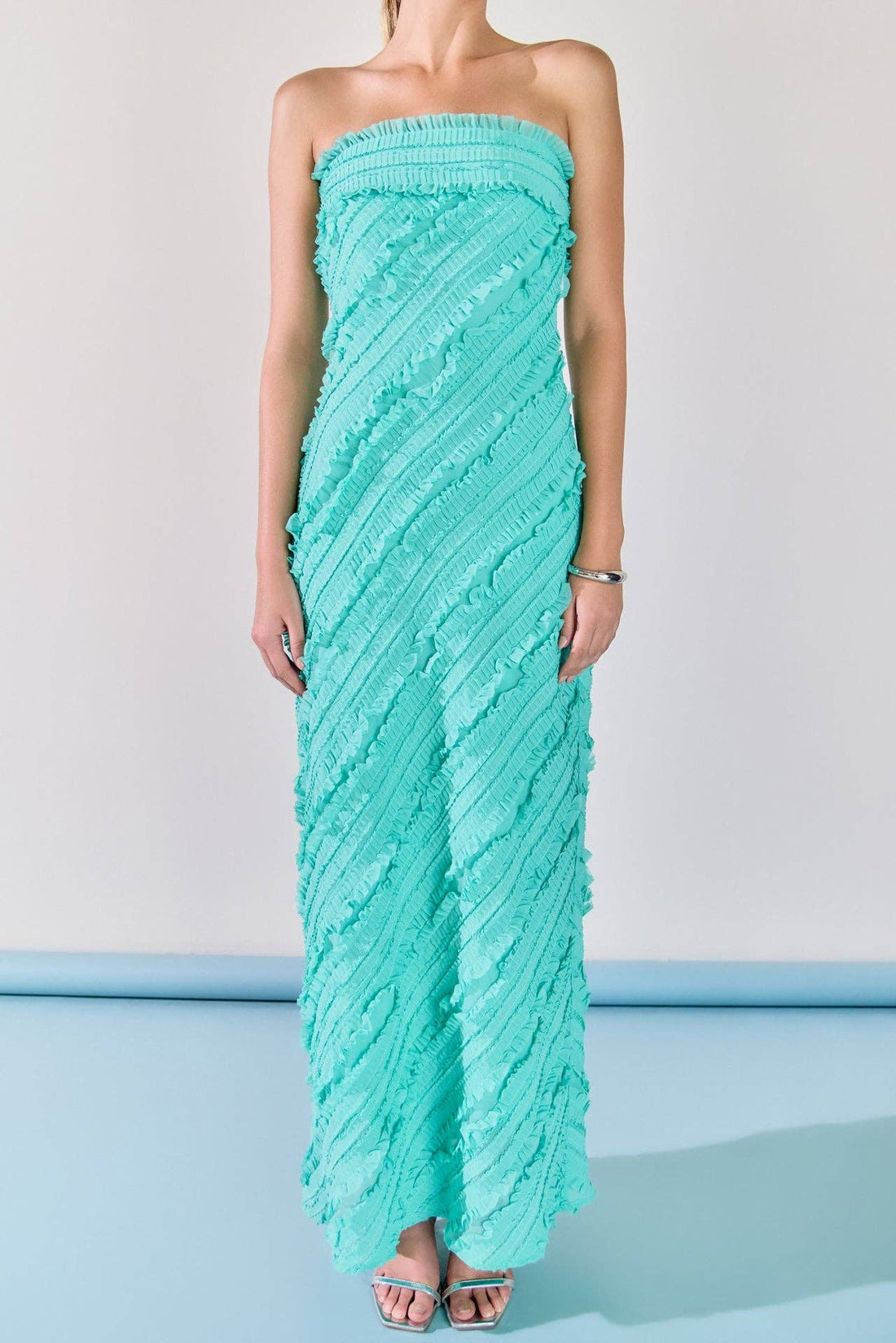 Strapless Ruffled Maxi Dress