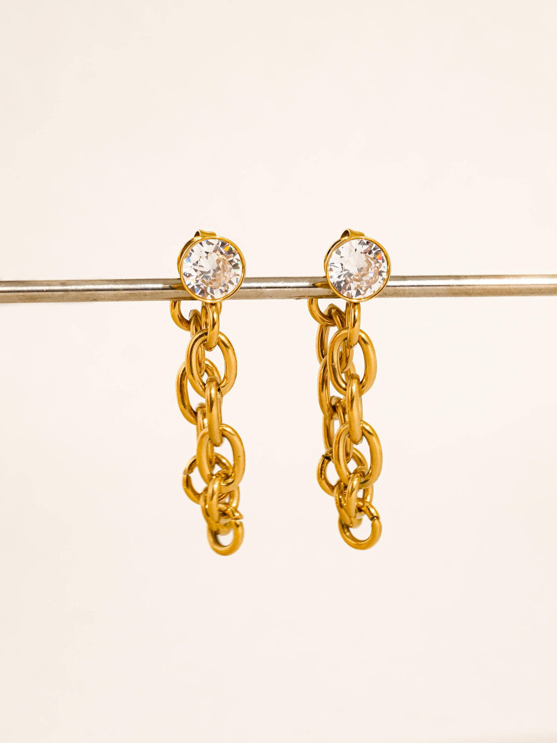 Jazlynn 18K Gold Non-Tarnish Crystal Chain Drop Earrings