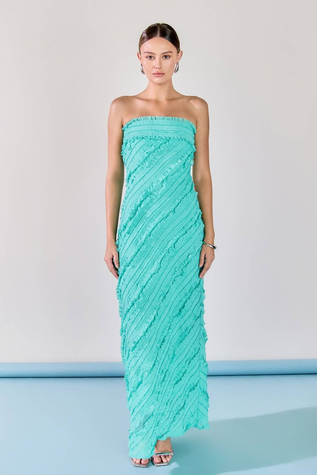 Strapless Ruffled Maxi Dress