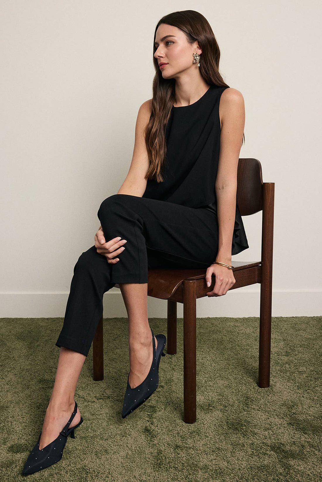 Asymmetrical Satin Ruffle Hem Sleeveless Top - RT1395