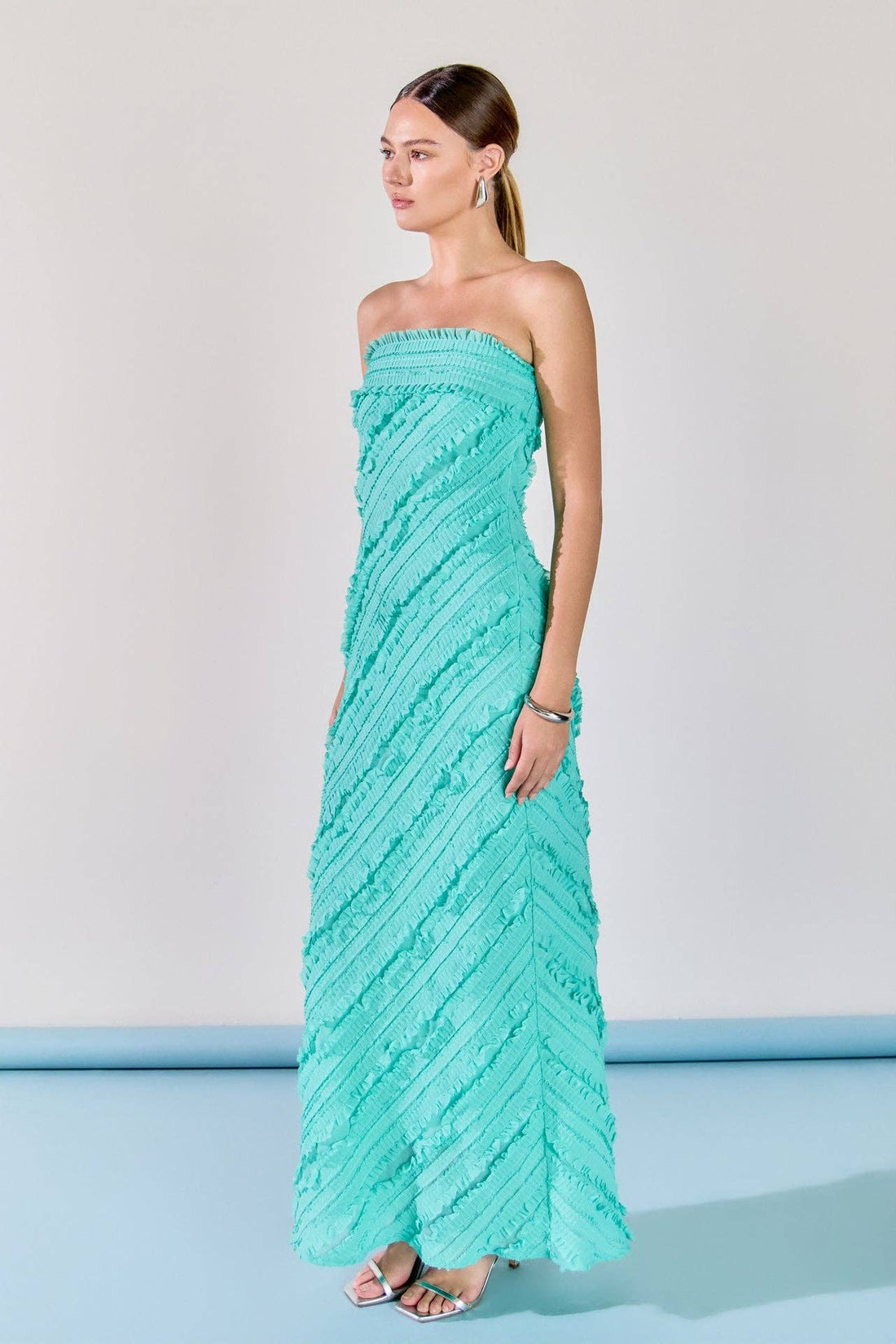 Strapless Ruffled Maxi Dress