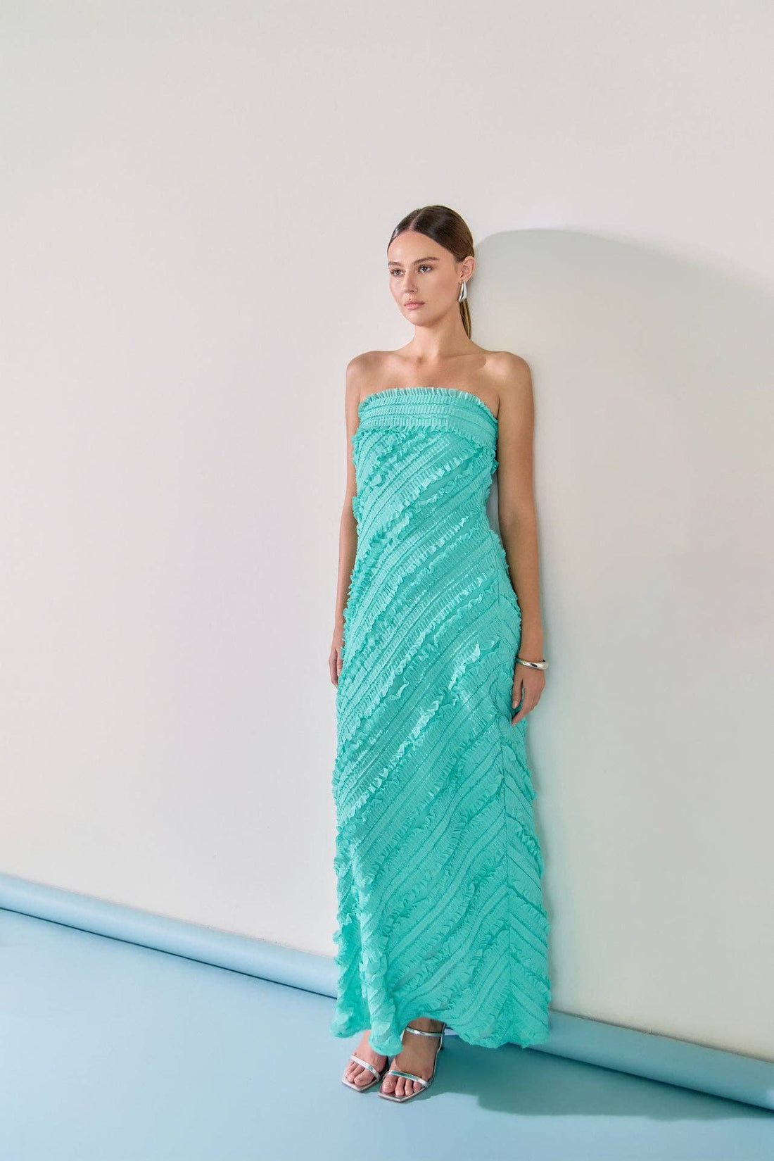 Strapless Ruffled Maxi Dress