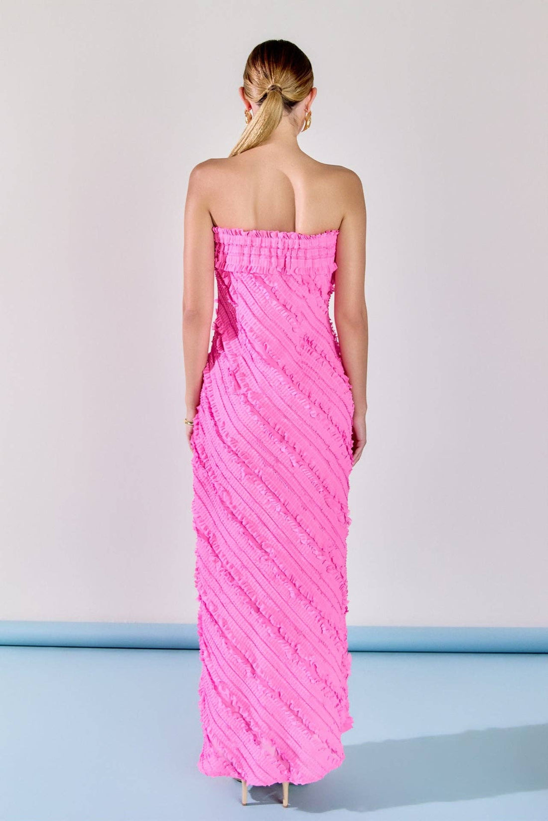 Strapless Ruffled Maxi Dress