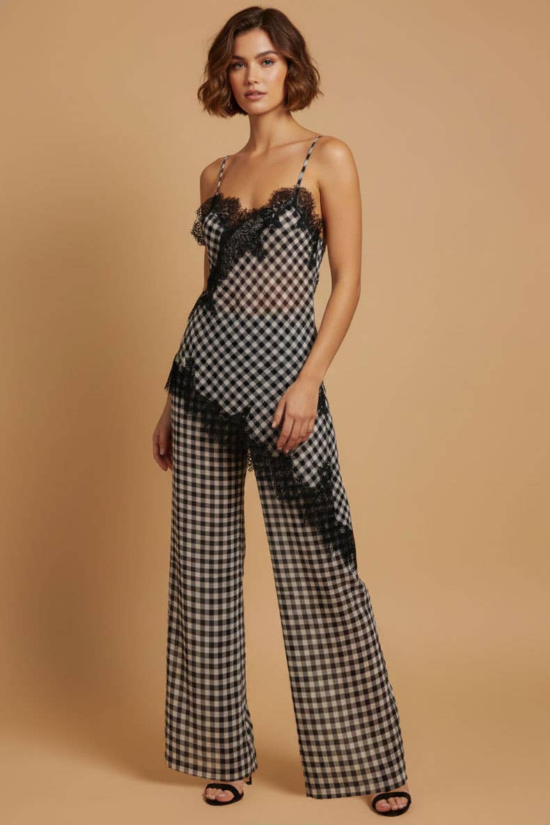 Gingham Lace Trim Set