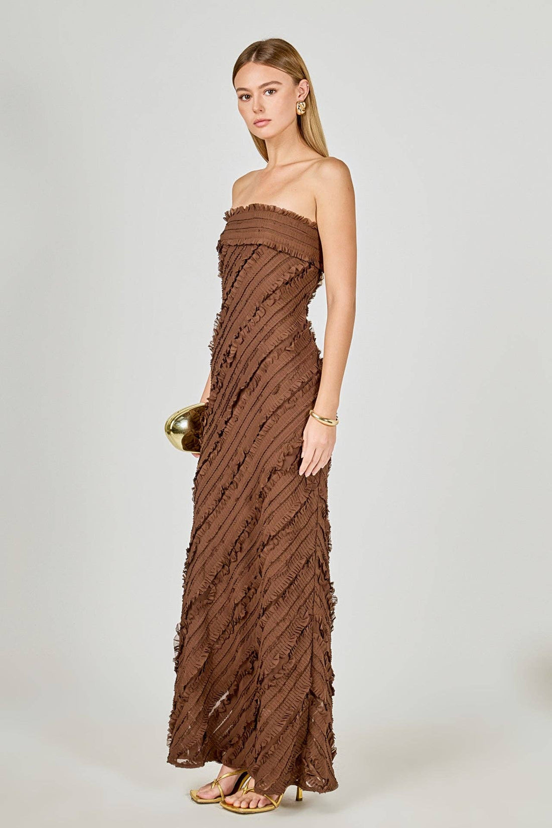 Strapless Ruffled Maxi Dress