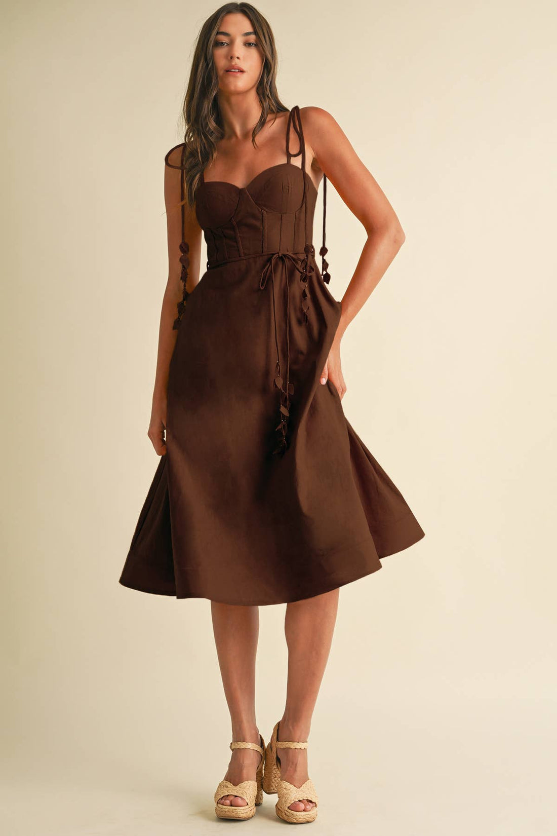 Linen Corset Midi Dress