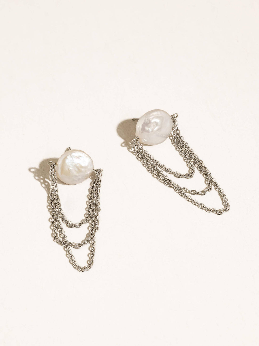 Shynelle 18K Gold Non-Tarnish Baroque Pearl Chain Earrings